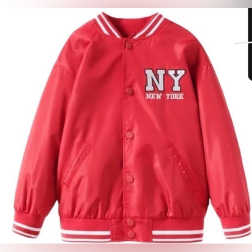 ZARA - Red NYLON VARSITY JACKET